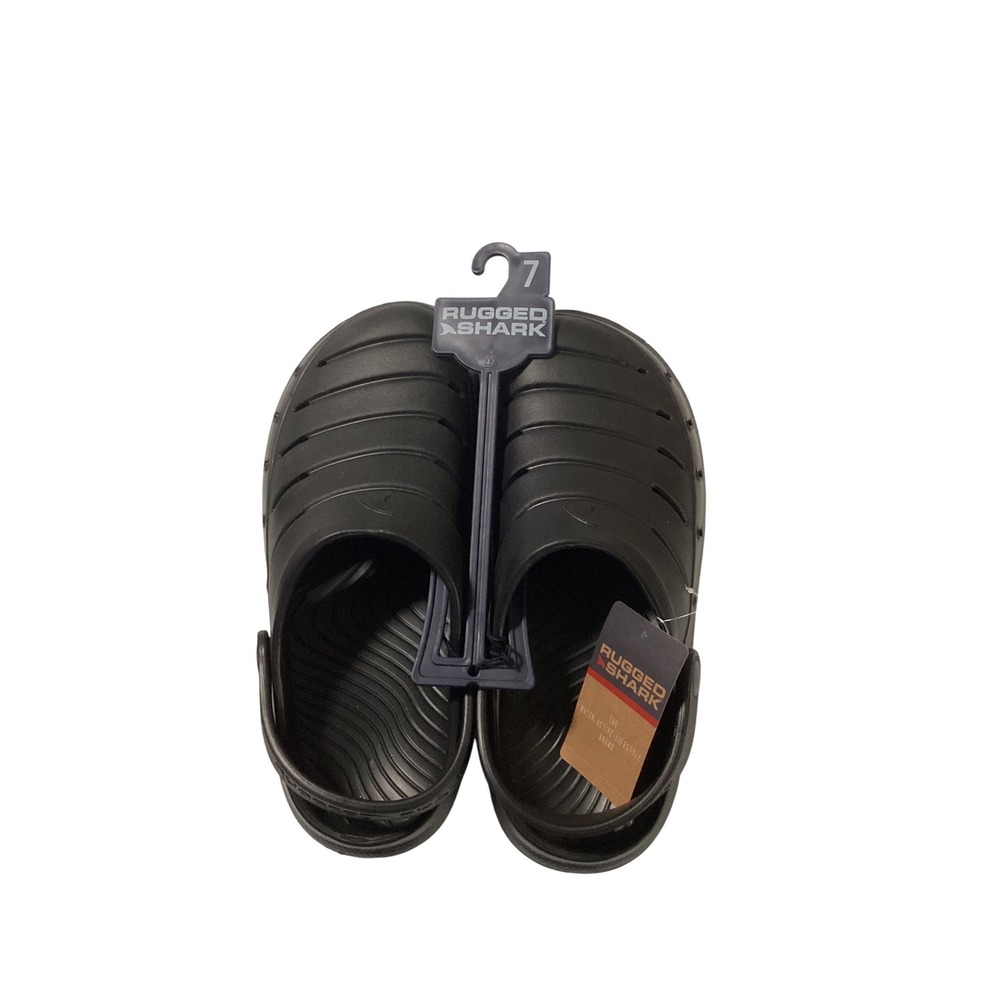 Rugged Shark Mens Black Water Shoes Clogs Size 7 NWT Slip‎ On Sandals